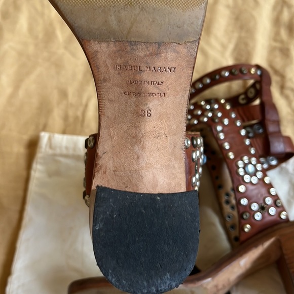 Isabel Marant Elvis Embellished Studded Sandals Cognac Sz 6 / 36 - Picture 15 of 15